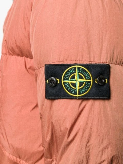 Shop Stone Island Crinkle Reps Padded Jacket In Orange