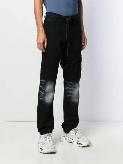 OFF-WHITE SLIM ASYMMETRIC JEANS - 黑色