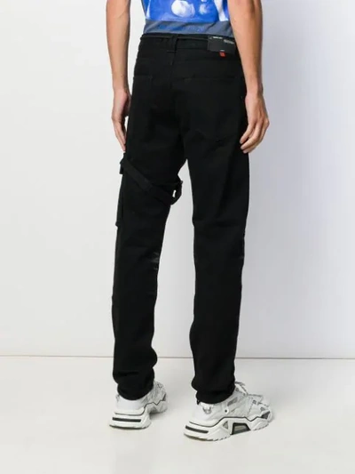 OFF-WHITE SLIM ASYMMETRIC JEANS - 黑色