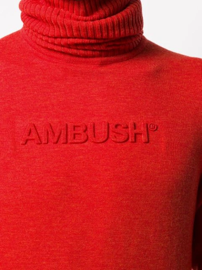 Shop Ambush Raised Logo Turtleneck Jumper In Orange