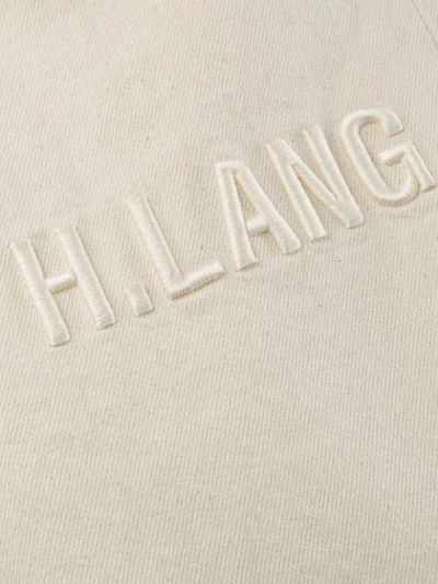 Shop Helmut Lang Embroidered Logo Straight Jeans In White