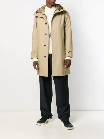 Shop Burberry Coat With Detachable Warmer In Neutrals