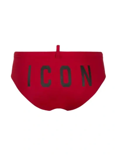 Shop Dsquared2 Badehose Mit "icon"-print In Red