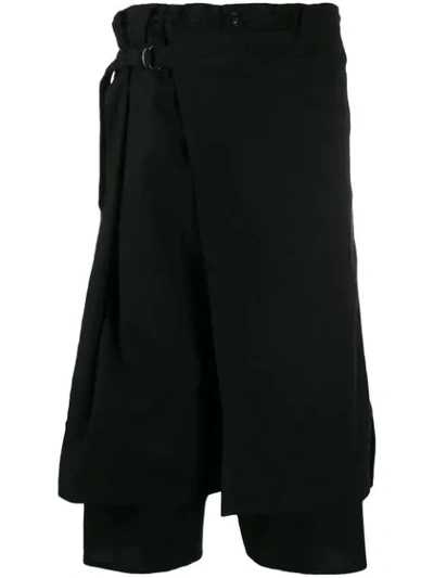 Shop Yohji Yamamoto Cropped Loose-fit Trousers In 1 Black