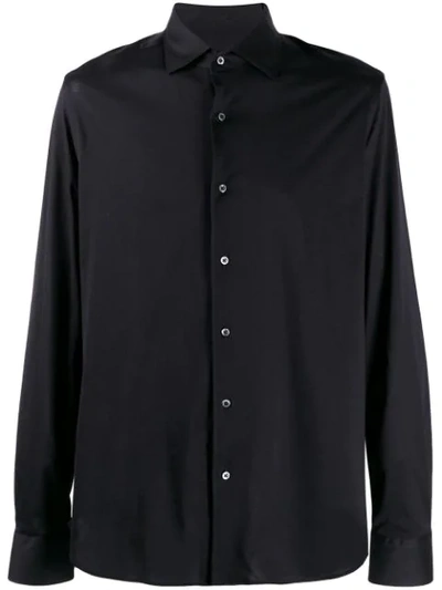 Shop Corneliani Plain Long-sleeved Shirt In Black