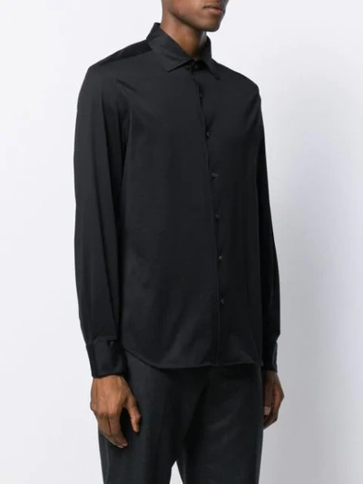Shop Corneliani Plain Long-sleeved Shirt In Black