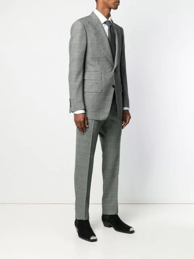 Shop Tom Ford Prince Of Wales Check Suit In Grey