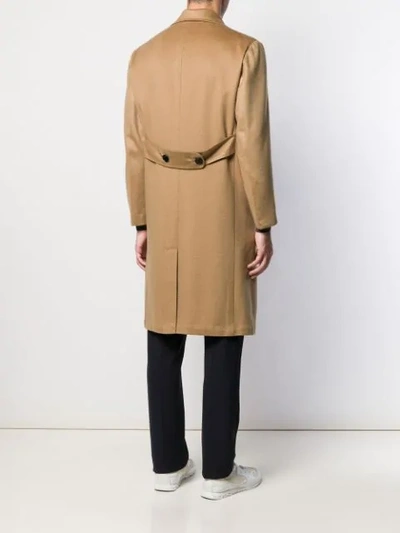 Shop Kiton Double-breasted Coat In Neutrals