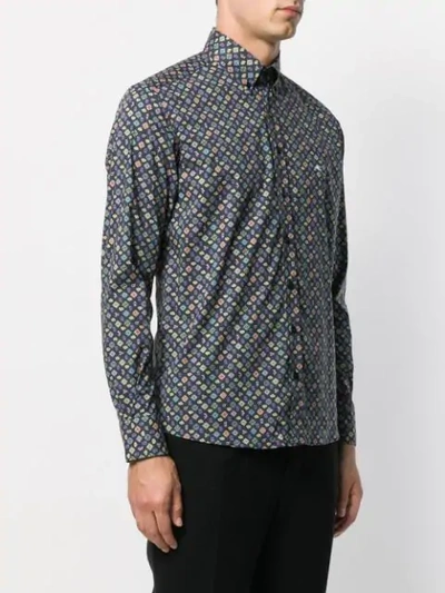 Shop Etro Printed Long Sleeve Shirt In Blue