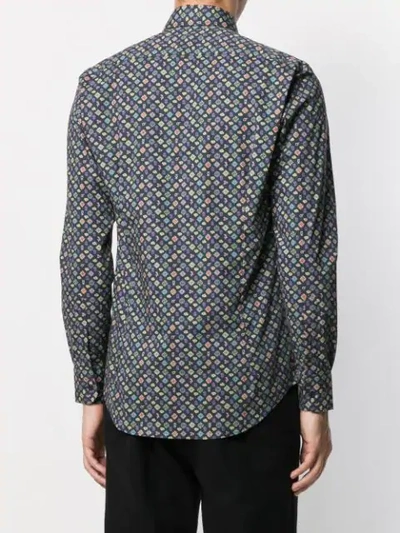 Shop Etro Printed Long Sleeve Shirt In Blue