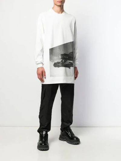 Shop Rick Owens Long Sleeved Oversized T-shirt In White