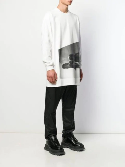 Shop Rick Owens Long Sleeved Oversized T-shirt In White