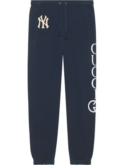 Shop Gucci Cotton Jogging Pant With Ny Yankees™ Patch In Blue