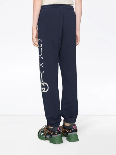 Shop Gucci Cotton Jogging Pant With Ny Yankees™ Patch In Blue