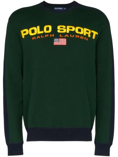 Shop Polo Ralph Lauren Sweatshirt Mit Logo-stickerei In Green