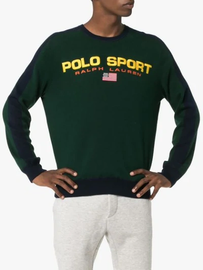 Shop Polo Ralph Lauren Sweatshirt Mit Logo-stickerei In Green