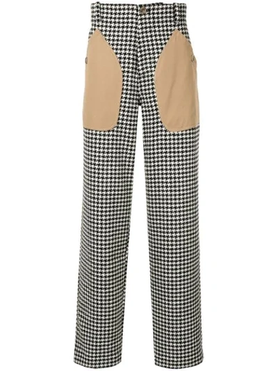 Shop Loewe Houndstooth Patch Pocket Trousers In Black