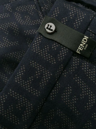 Shop Fendi Logo Pattern Tailored Trousers In Blue