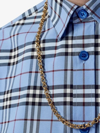 Shop Burberry Vintage Check Stretch Cotton Poplin Shirt In Opal Blue Ip Check