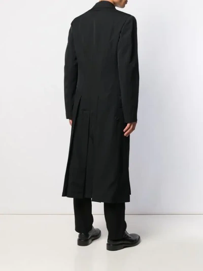 Shop Yohji Yamamoto Double-breasted Long Jacket In Black