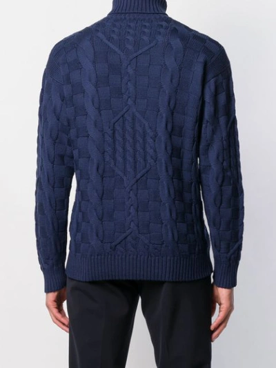 Shop Etro Roll Neck Sweater In Blue