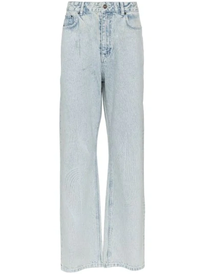 Y/PROJECT STRIPED WIDE-LEG JEANS - 白色