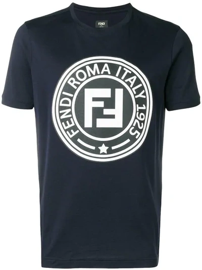 Shop Fendi Printed Ff Logo T In Blue