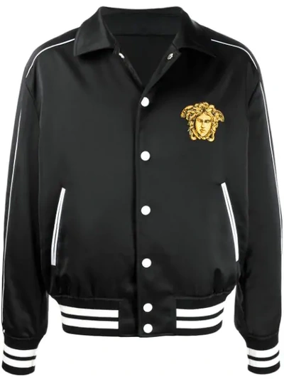 Shop Versace Embroidered Tiger Bomber Jacket In Black