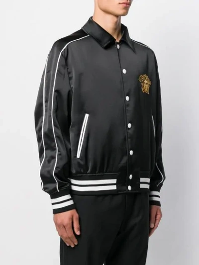 Shop Versace Embroidered Tiger Bomber Jacket In Black