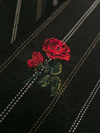 Shop Alexander Mcqueen Rose Embroidered Pinstripe Blazer In Black