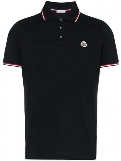 Shop Moncler Logo-embroidered Polo Shirt In Blue