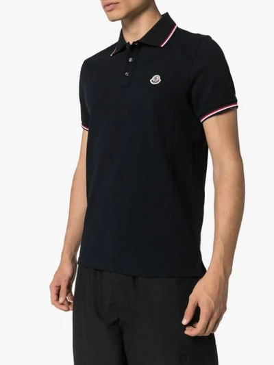 Shop Moncler Logo-embroidered Polo Shirt In Blue