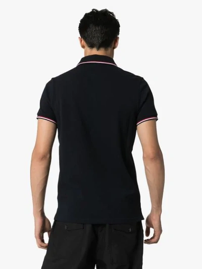 Shop Moncler Logo-embroidered Polo Shirt In Blue