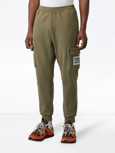 Shop Burberry Logo Patch Track Pants In Green