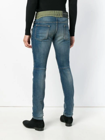 Shop Balmain Biker Skinny Jeans In Blue