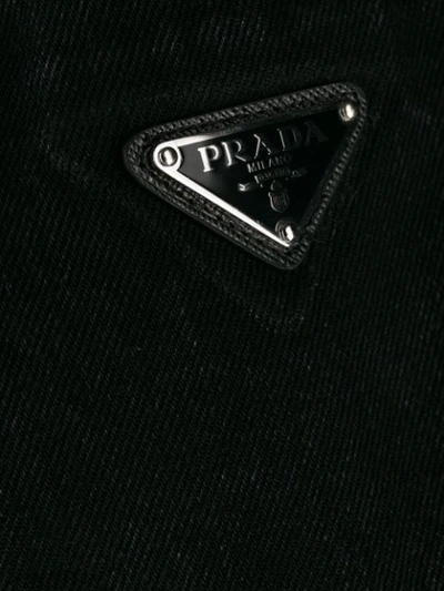 Shop Prada Zipped Denim Jacket In Black