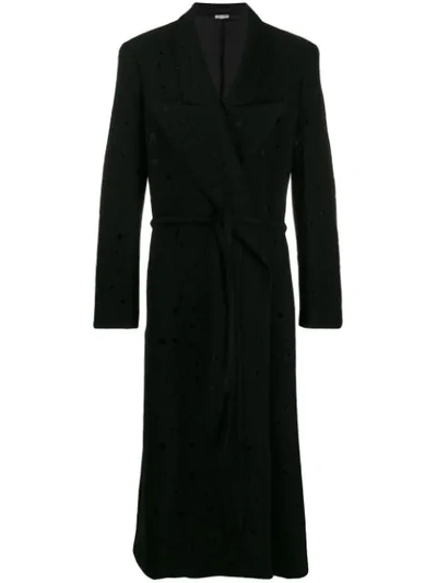 Shop Comme Des Garçons Homme Deux Belted Coat In Black