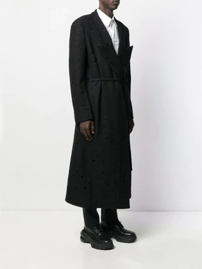 Shop Comme Des Garçons Homme Deux Belted Coat In Black