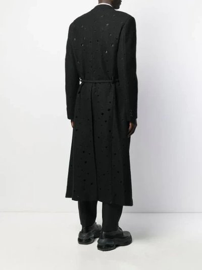 Shop Comme Des Garçons Homme Deux Belted Coat In Black