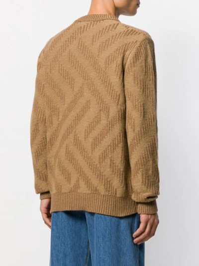 Shop Roberto Collina Geometric Pattern Knitted Jumper In Brown