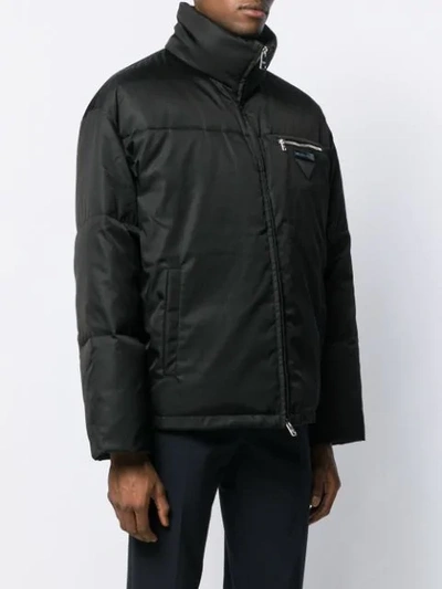 Shop Prada Nylon Zipped Padded Jacket In Black