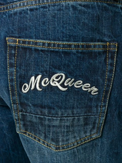 Shop Alexander Mcqueen Logo Embroidered Straight Leg Jeans In Blue
