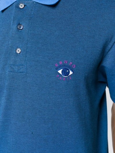 Shop Kenzo Embroidered Logo Polo Shirt - Blue