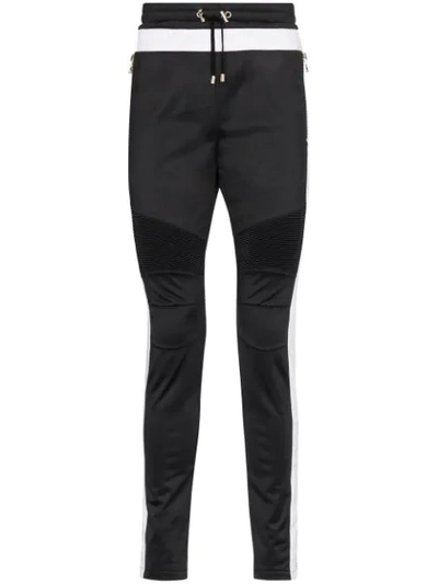 BALMAIN SIDE-STRIPE TRACK TROUSERS - 黑色