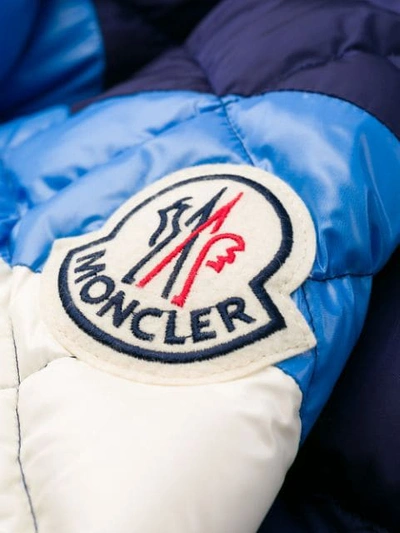 Shop Moncler Horizontal Striped Padded Jacket In Blue