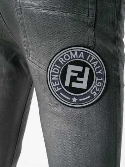 Shop Fendi Slim Fit Jeans In Grey