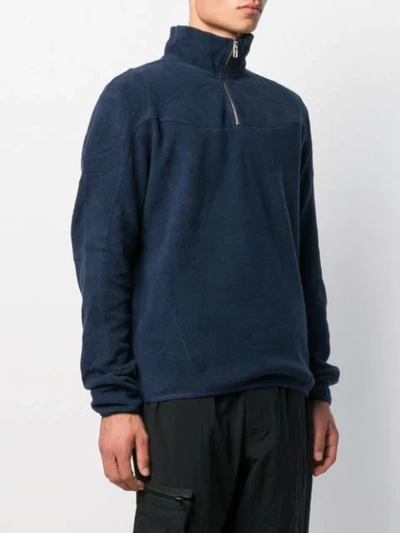 Shop Gmbh Zipped Neck Polar Sweatshirt In Navy