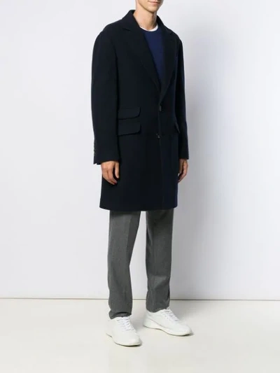 Shop Brunello Cucinelli Single-breasted Cashmere Coat In Blue