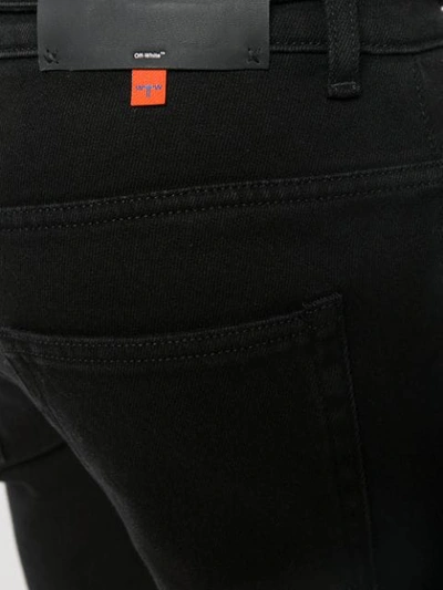 OFF-WHITE DRAWSTRING BELT SLIM-FIT DENIM JEANS - 黑色