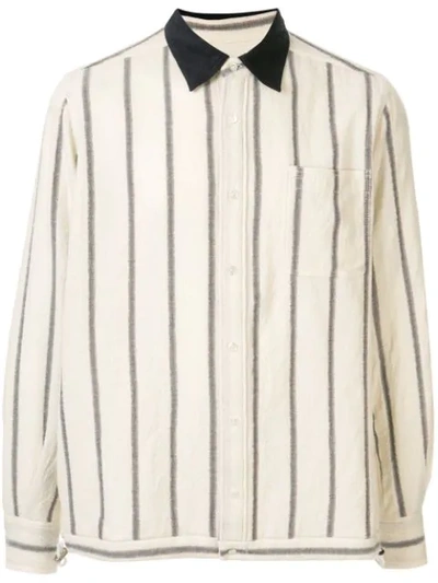 Shop Sacai Long Sleeved Striped Shirt In 151 Off White